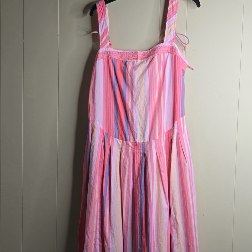 Free People Striped Primavera Drop Waist Pink Midi Sundress - Picture 5 of 8